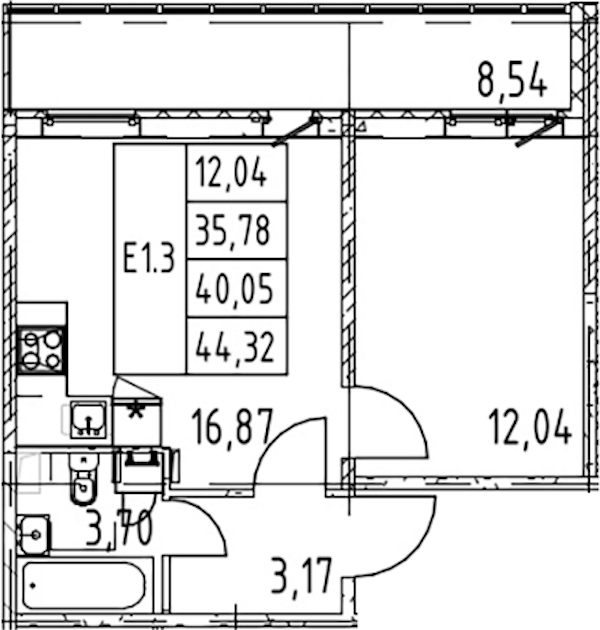 1-комнатная квартира 35.78 м², 1/12 эт., ЖК «Полис ЛАВрики»